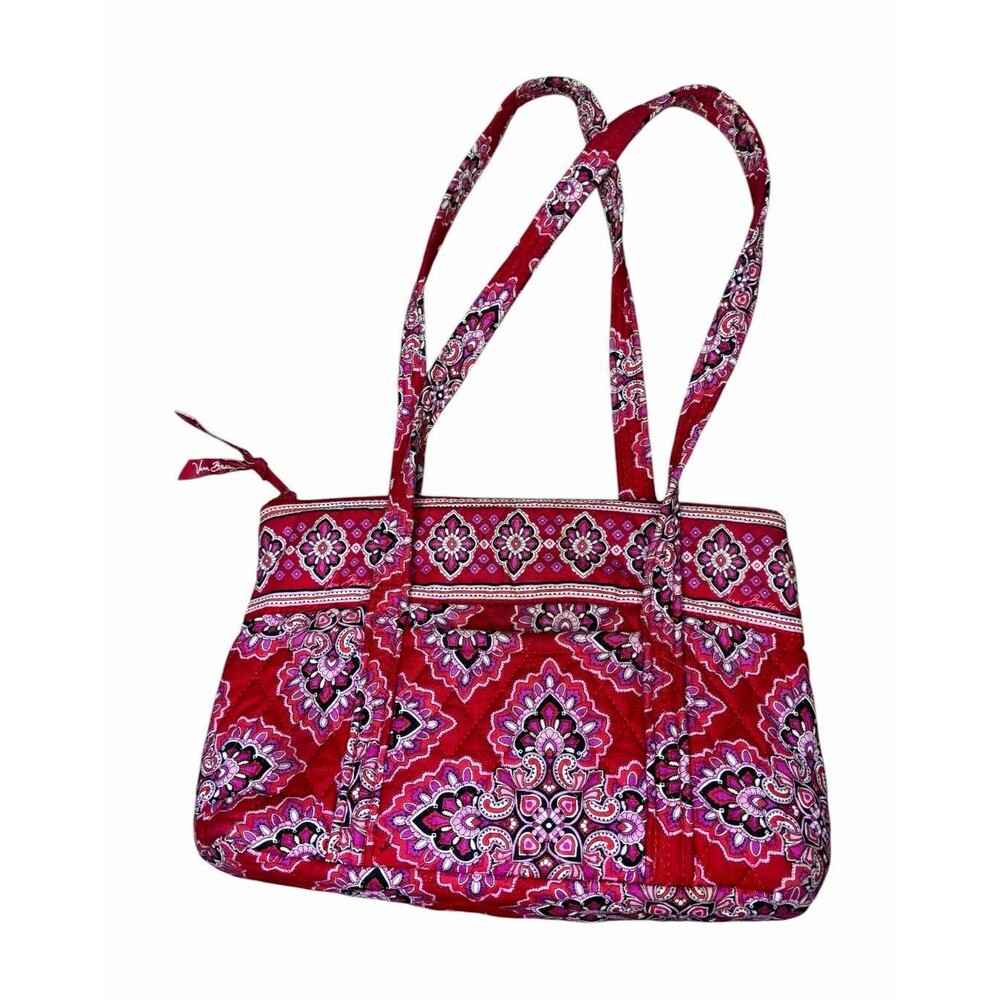 Vera Bradley Frankly Scarlet Tote Bag Retired Red Pink Paisley Quilted Purse